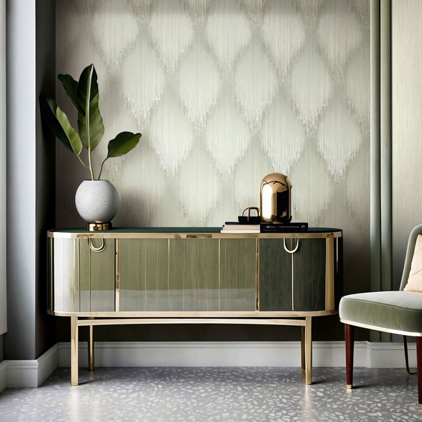 Vliesová tapeta na zeď, zelená, grafický vzor s krystaly, 35889, Papis Loveday Fashion Icon, Marburg