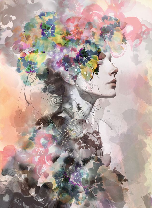 Vliesová obrazová tapeta na zeď, dívka s květinami, 35897, Papis Loveday Fashion Icon, Marburg