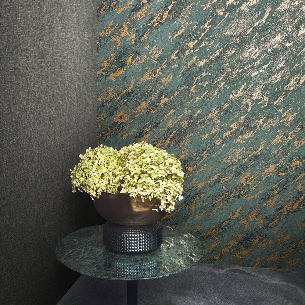 Vliesová tapeta na zeď, modro-bronzová, beton, štuk, 34904, Eclectic, Marburg