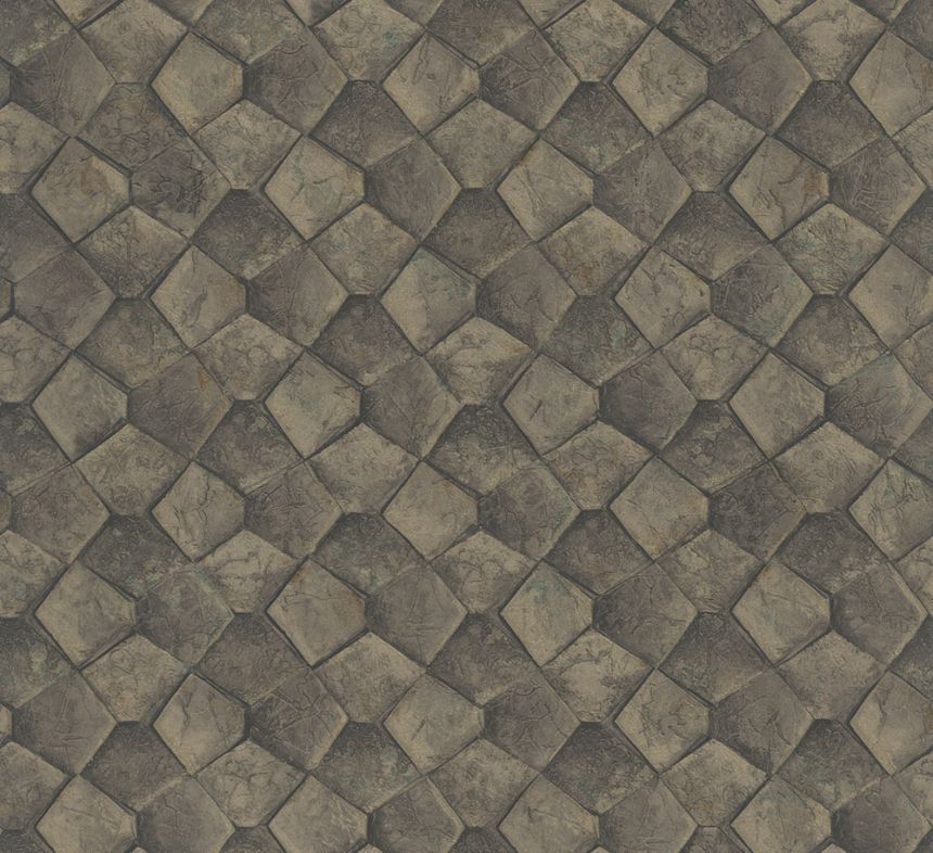 Geometrická vliesová tapeta na zeď, černo-zlatá, 34909, Eclectic, Marburg