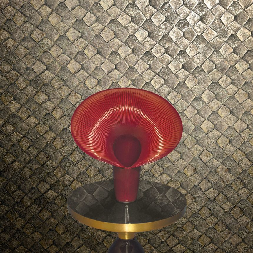 Geometrická vliesová tapeta na zeď, černo-zlatá, 34909, Eclectic, Marburg