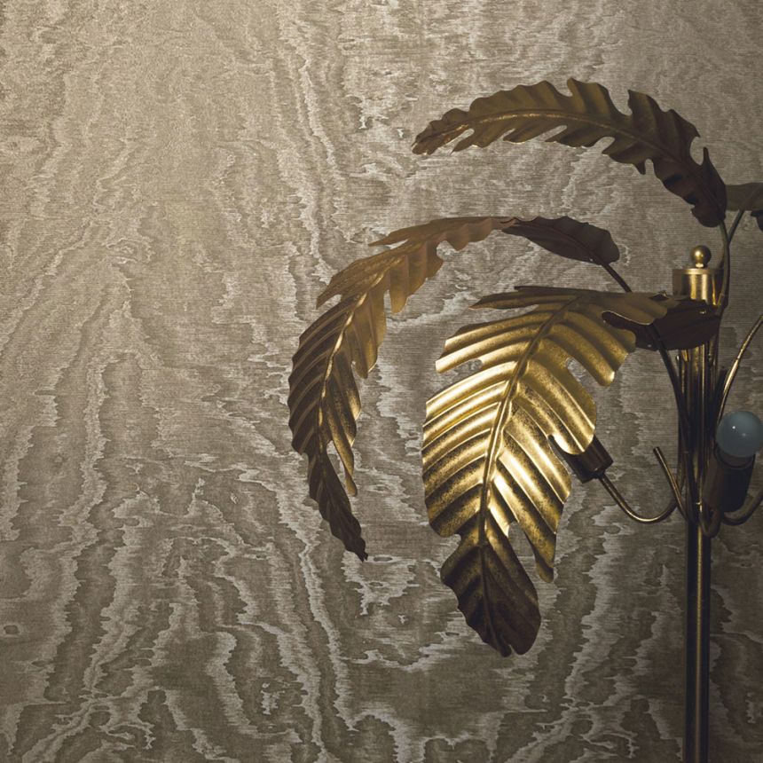 Vliesová tapeta na zeď, hnědo-zlatá, imitace látky, 34922, Eclectic, Marburg