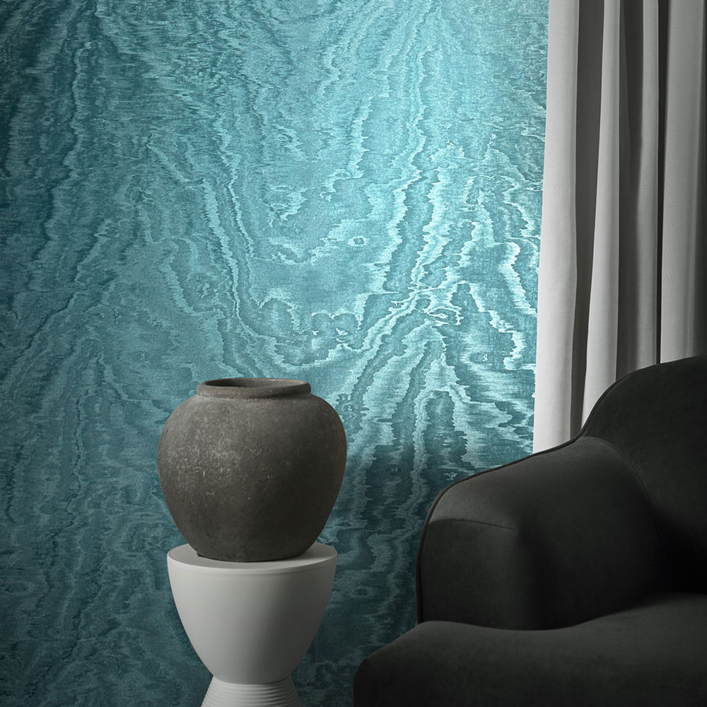 Vliesová tapeta na zeď, modrá, imitace látky, 34925, Eclectic, Marburg