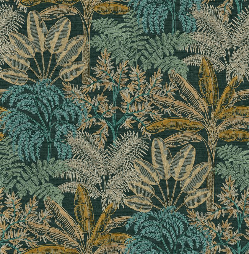 Vliesová tapeta na zeď, černá, listy, 127622, Vavex 2027