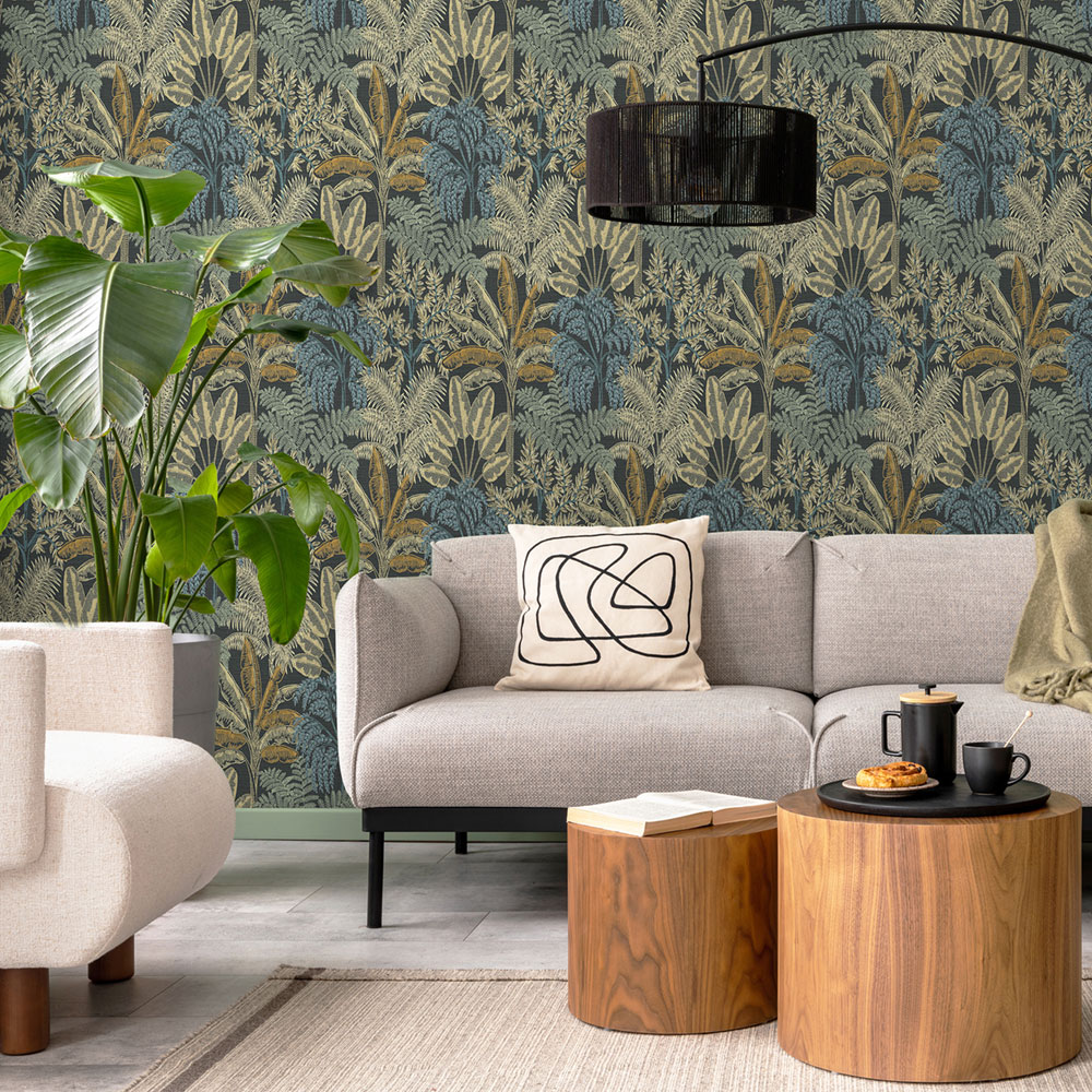 Vliesová tapeta na zeď, černá, listy, 127622, Vavex 2027