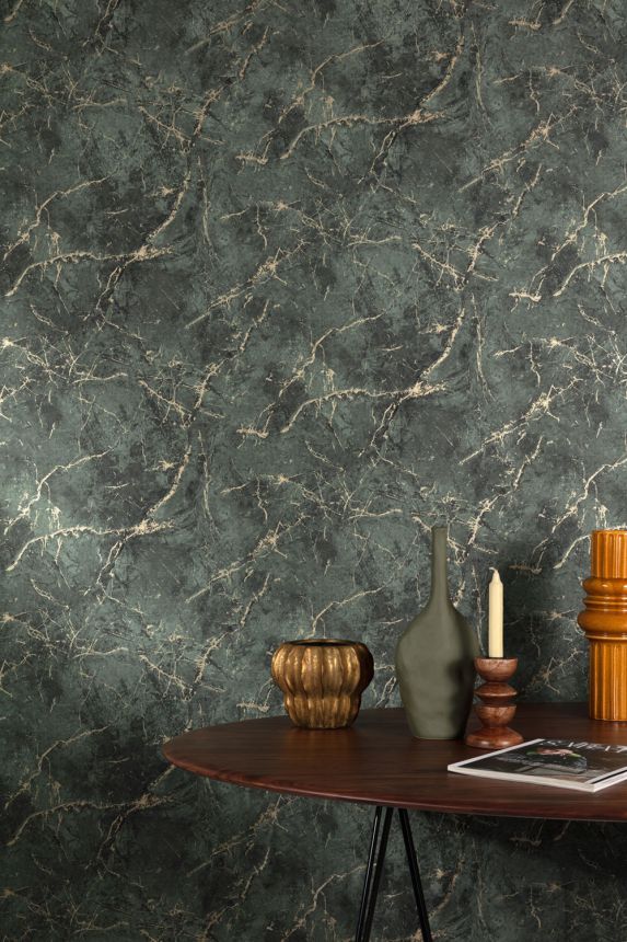 Vliesová tapeta na zeď, zeleno-zlatá, mramor, A78002, Vavex 2027