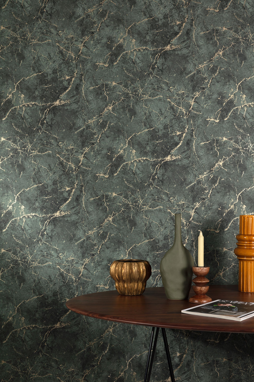 Vliesová tapeta na zeď, zeleno-zlatá, mramor, A78002, Vavex 2027