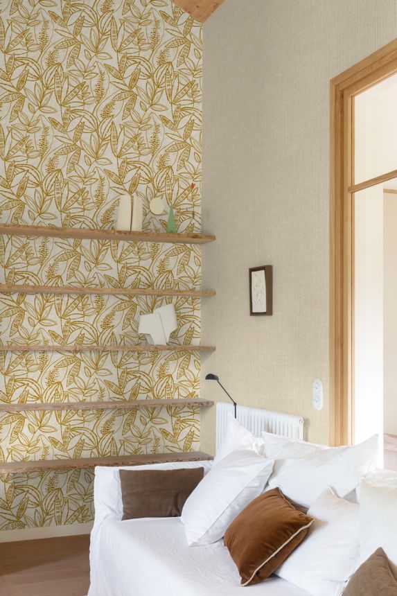 Vliesová tapeta na zeď, béžovo-zlatá, listy, A71801, Vavex 2027