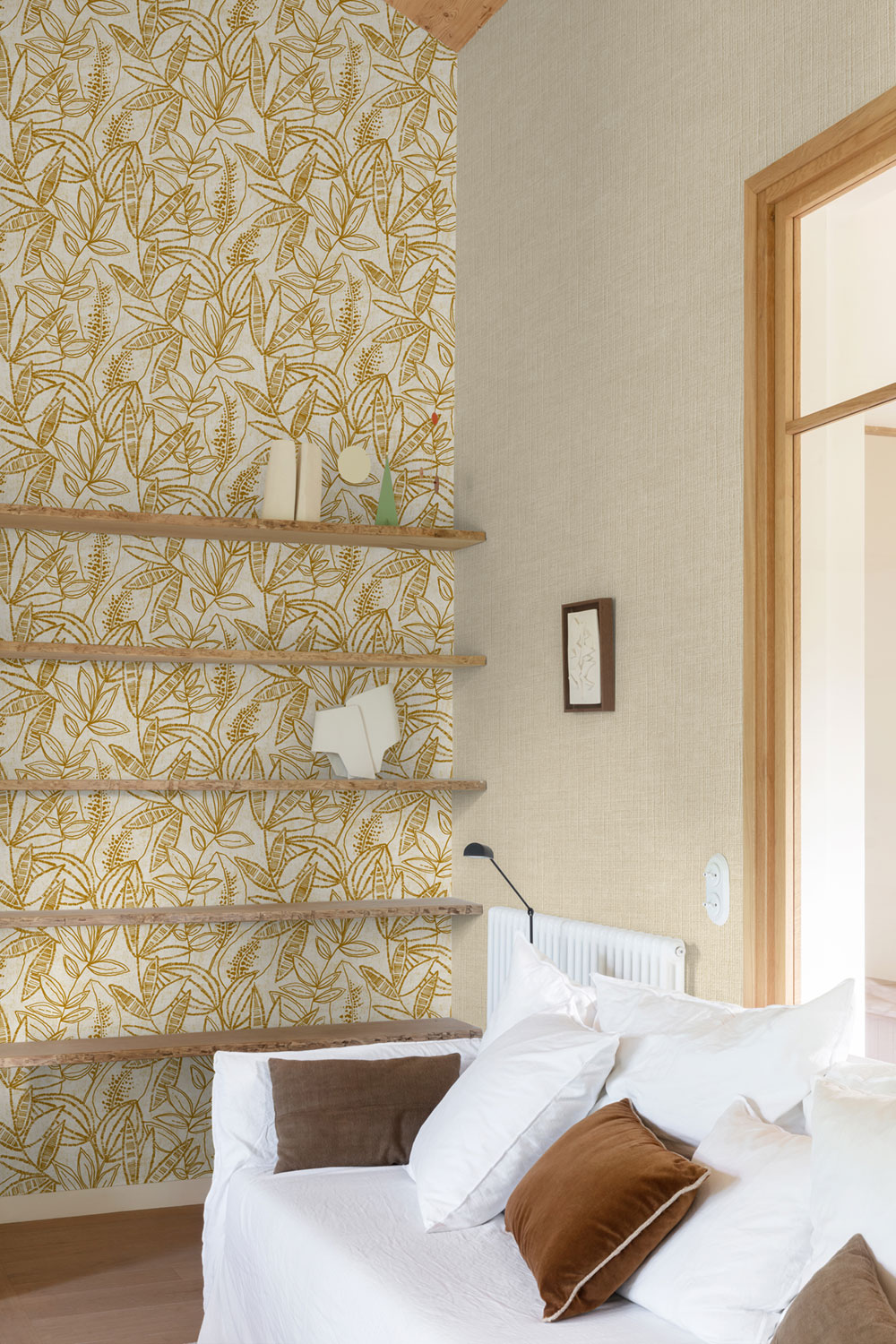 Vliesová tapeta na zeď, béžovo-zlatá, listy, A71801, Vavex 2027