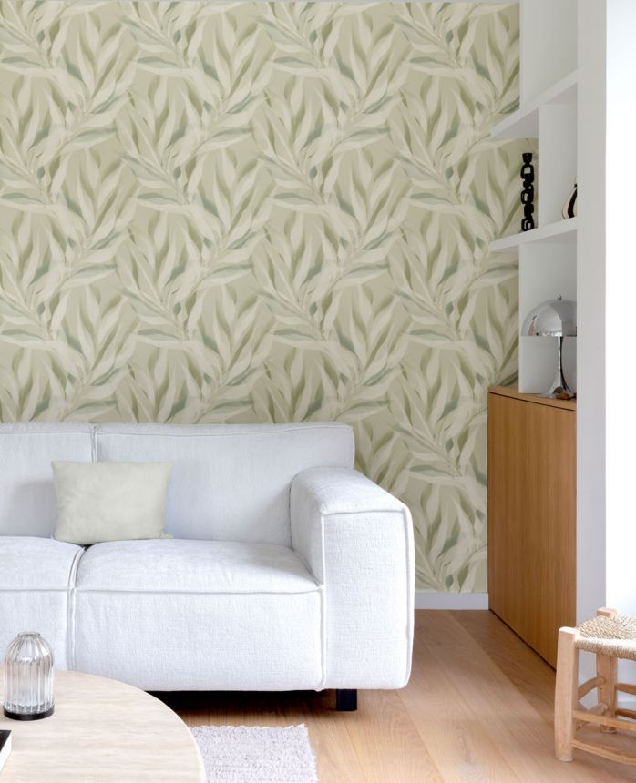 Vliesová tapeta na zeď, šedo-zelená, listy, A76102, Vavex 2027