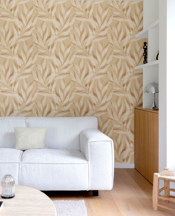 Vliesová tapeta na zeď, hnědo-béžová, listy, A76103, Vavex 2027