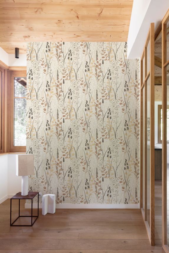 Vliesová tapeta na zeď, béžová, listy, trávy, A76203, Vavex 2027