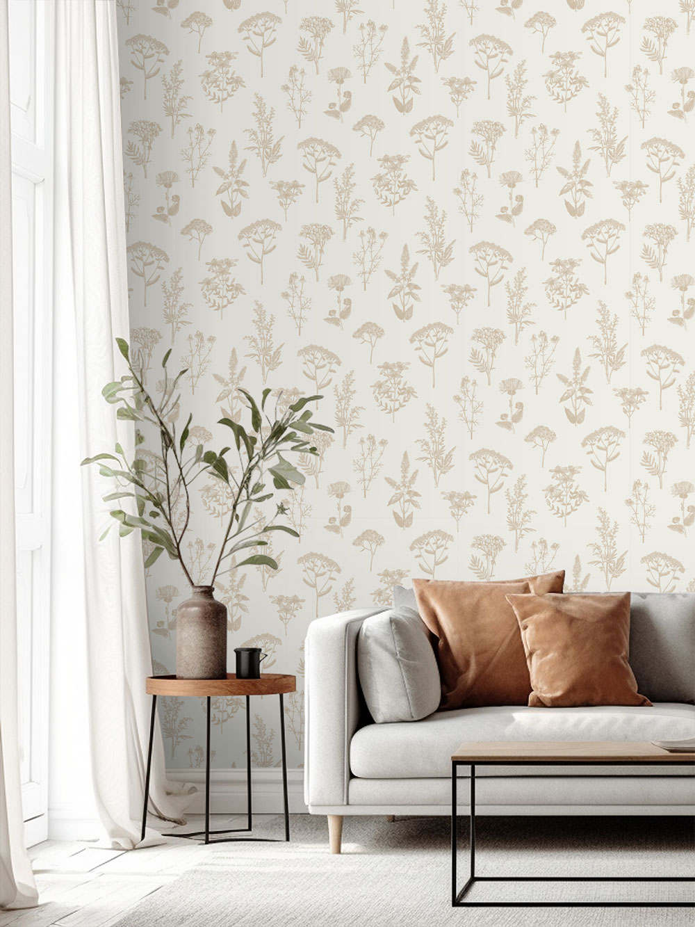 Vliesová tapeta na zeď, bílo-zlatá, květiny, trávy, M80504, Vavex 2027