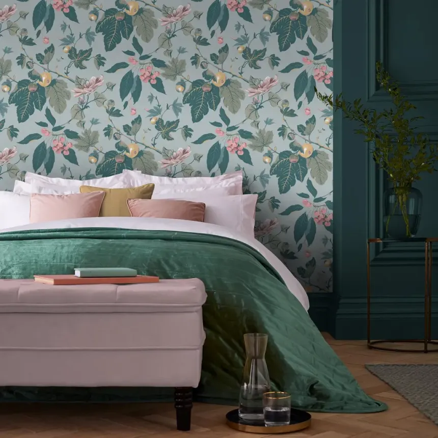 Vliesová tapeta na zeď, modrá, listy, plody, 130284, Concerto, Graham Brown Premium