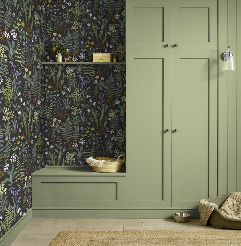 Vliesová tapeta na zeď, černá, květiny, kapradiny, 130312, Concerto, Graham Brown Premium