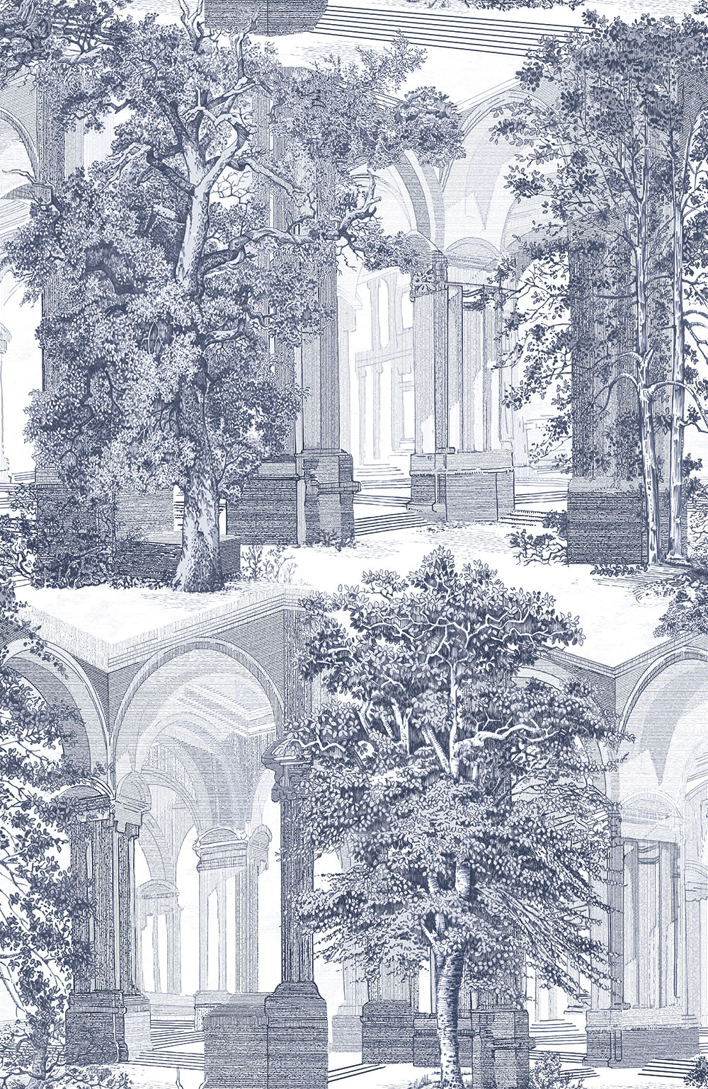 Vliesová tapeta na zeď, modrá, stromy, podloubí, 129093, Arboretum, Graham Brown Premium