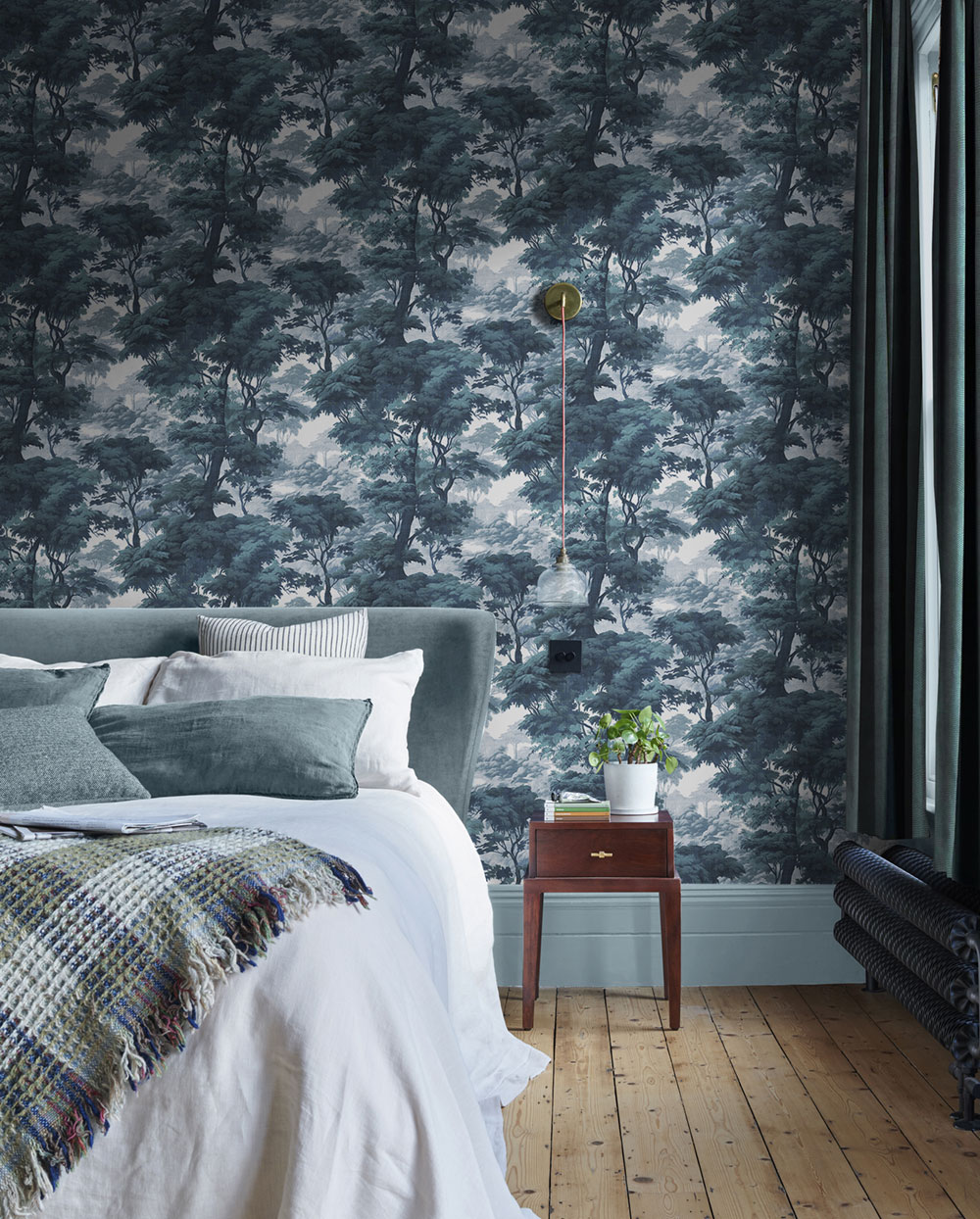 Vliesová tapeta na zeď, modro-zelená, les, stromy, 127935, Arboretum, Graham Brown Premium