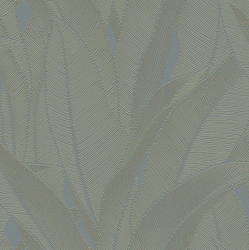 Luxusní vliesová tapeta na zeď, tyrkysovo-zlatá, listy, Z16701, Murella 100,  Zambaiti Parati