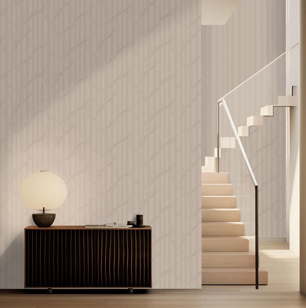 Luxusní vliesová tapeta na zeď, hnědá, větvičky s listy, Z16713, Murella 100, Zambaiti Parati