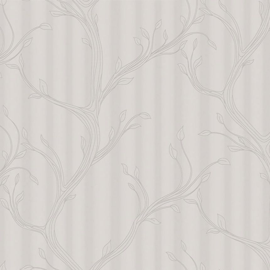 Luxusní vliesová tapeta na zeď, šedo-stříbrná, větvičky s listy, Z16720, Murella 100, Zambaiti Parati