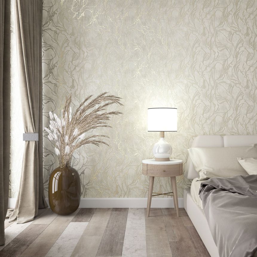 Vliesová tapeta na zeď, šedo-stříbrná, abstraktní vzor, 34252, City Glow, Marburg