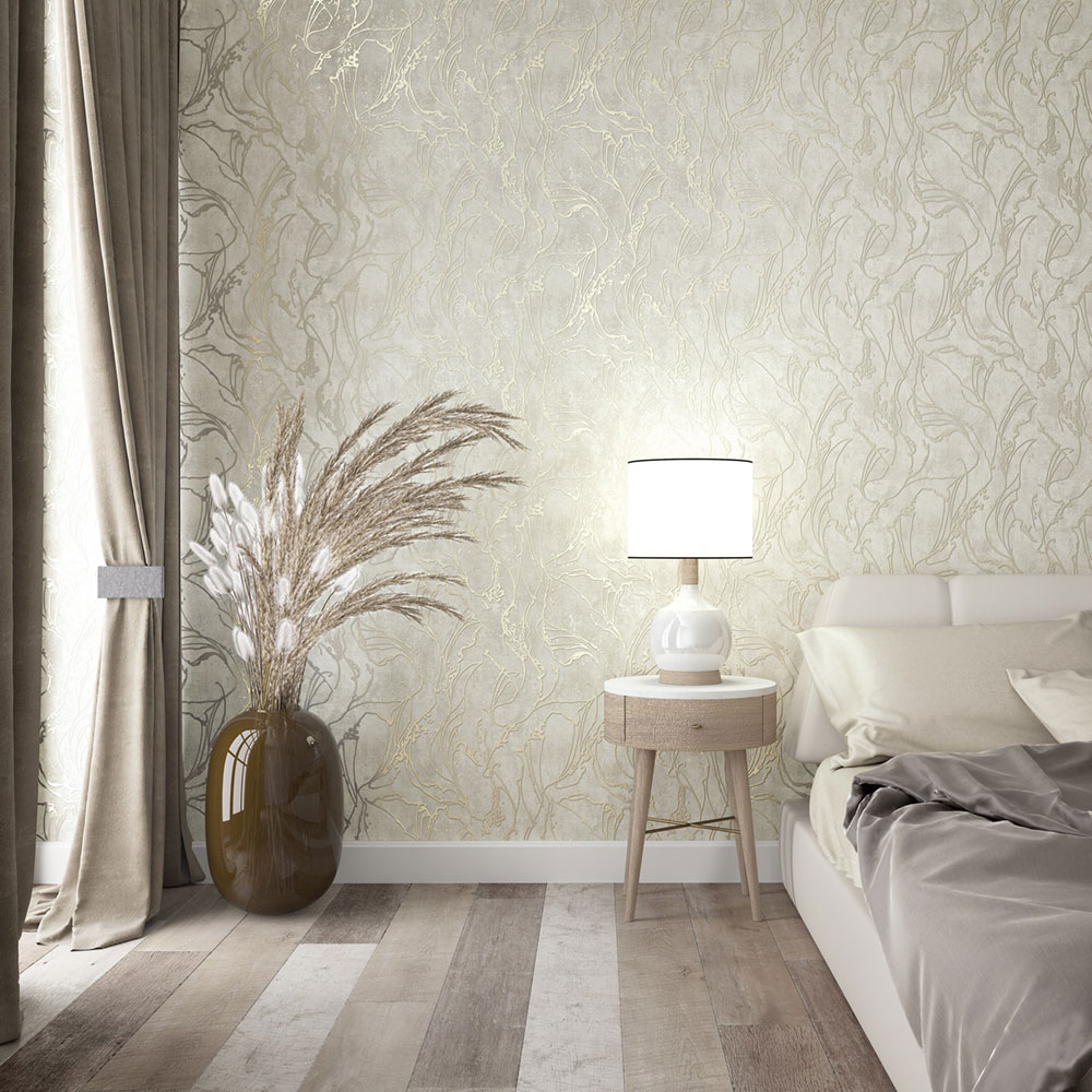 Vliesová tapeta na zeď, šedo-stříbrná, abstraktní vzor, 34252, City Glow, Marburg