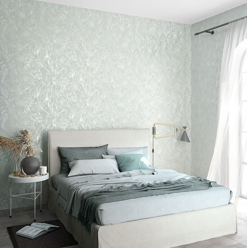 Vliesová tapeta na zeď, šedo-zelená, abstraktní vzor, 34253, City Glow, Marburg