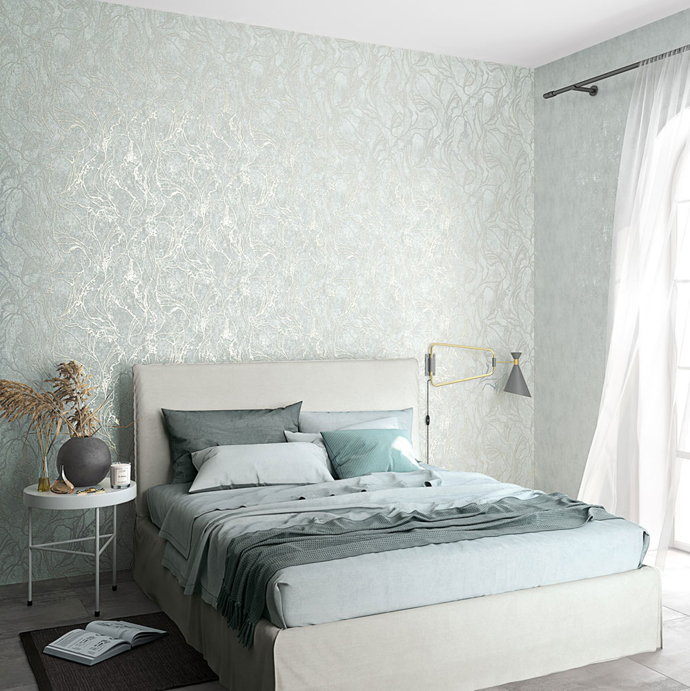 Vliesová tapeta na zeď, šedo-zelená, abstraktní vzor, 34253, City Glow, Marburg