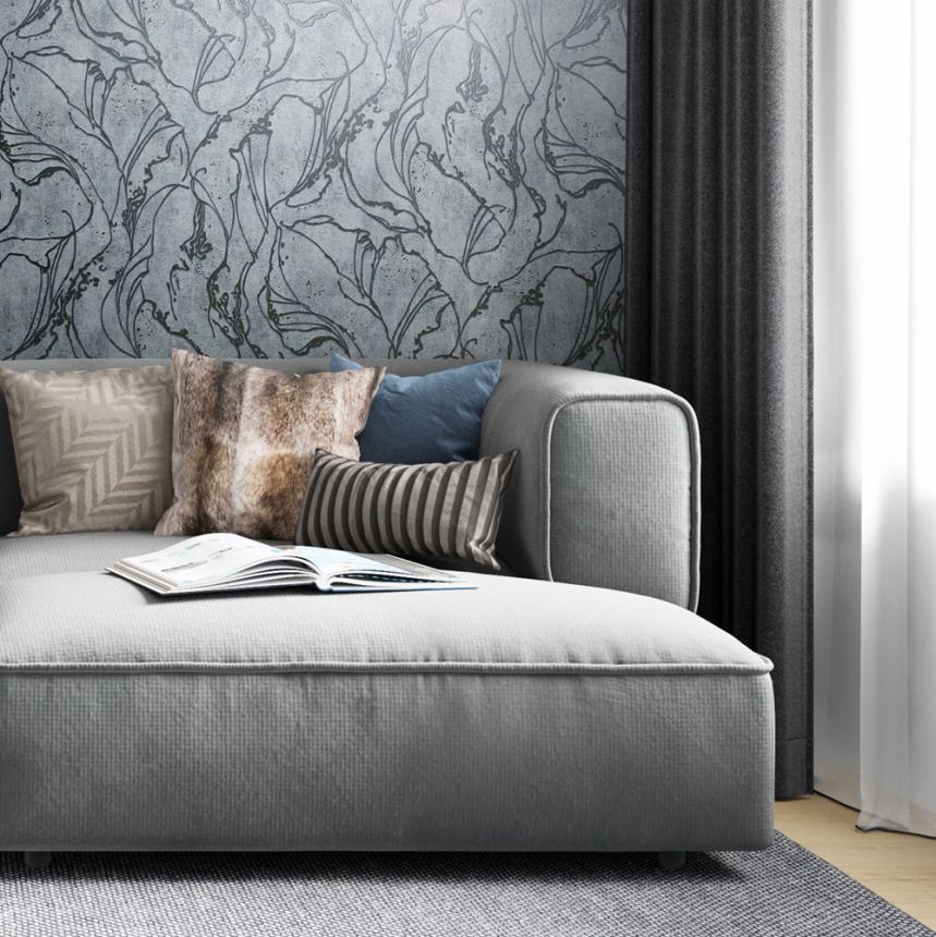 Vliesová tapeta na zeď, šedo-stříbrná, abstraktní vzor, 34254, City Glow, Marburg