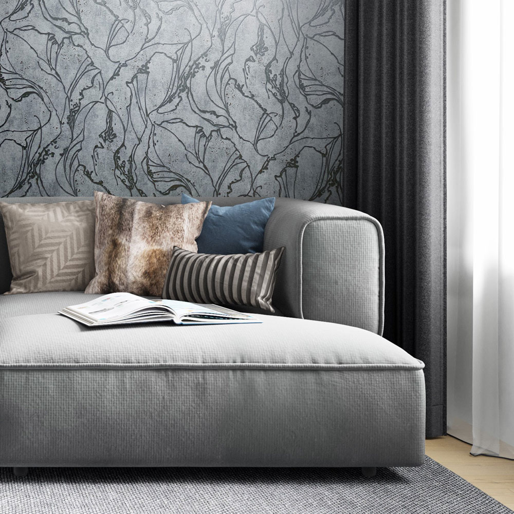 Vliesová tapeta na zeď, šedo-stříbrná, abstraktní vzor, 34254, City Glow, Marburg