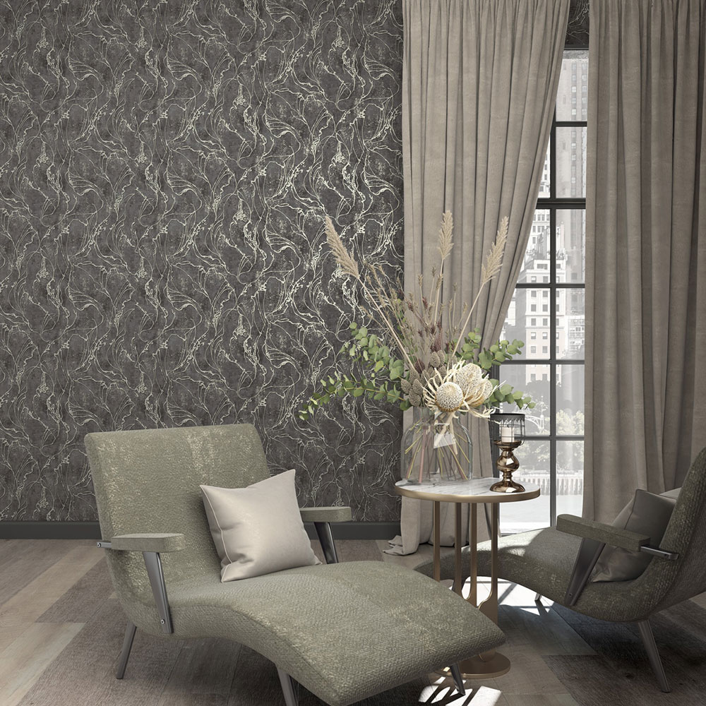 Vliesová tapeta na zeď, černo-stříbrná, abstraktní vzor, 34257, City Glow, Marburg