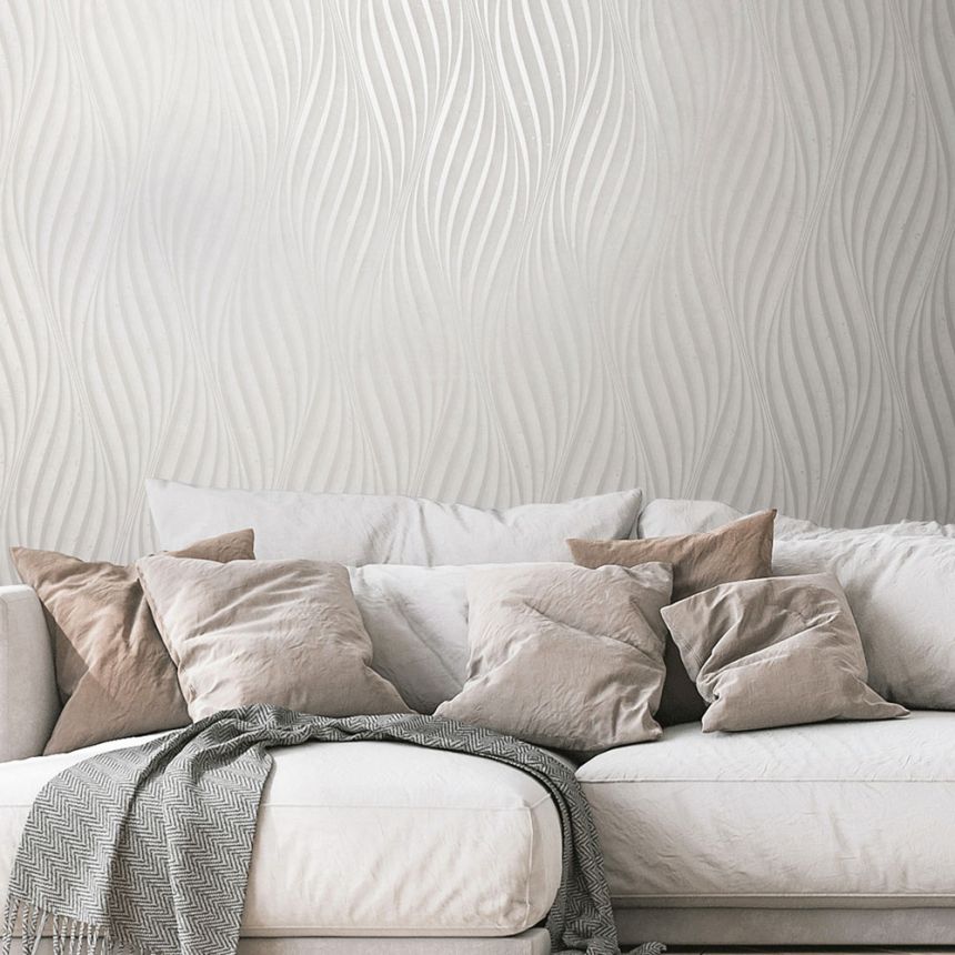 Vliesová tapeta na zeď, bílá, vlnky 34258, City Glow, Marburg
