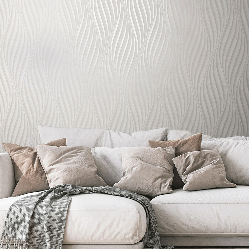 Vliesová tapeta na zeď, bílá, vlnky 34258, City Glow, Marburg
