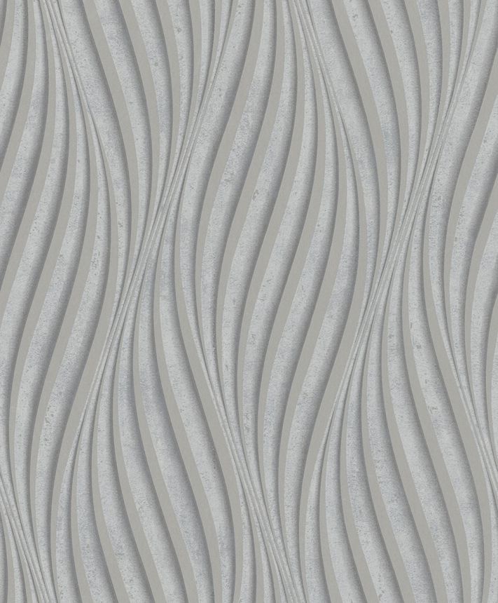 Vliesová tapeta na zeď, šedo-stříbrná, vlnky 34261, City Glow, Marburg