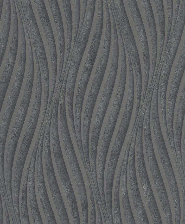 Vliesová tapeta na zeď, černo-stříbrná, vlnky 34264, City Glow, Marburg