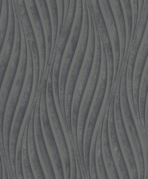 Vliesová tapeta na zeď, černo-stříbrná, vlnky 34264, City Glow, Marburg