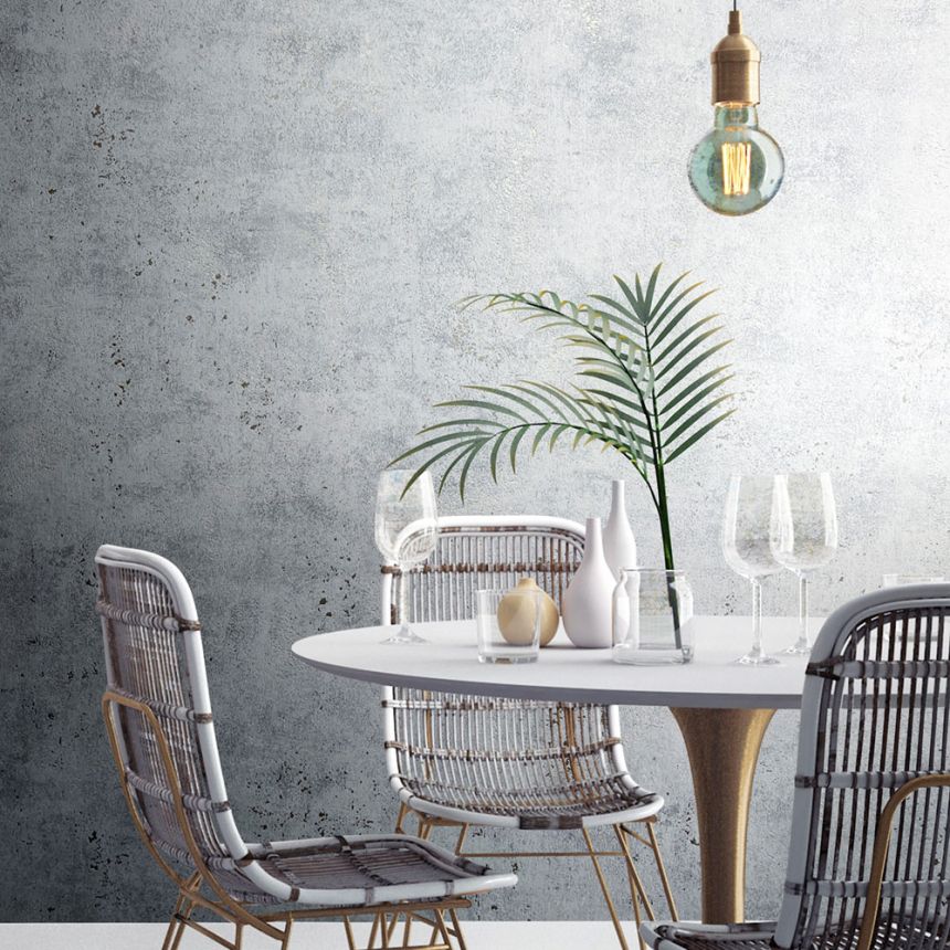 Vliesová tapeta na zeď, šedo-stříbrná, štuková omítka, 34267, City Glow, Marburg