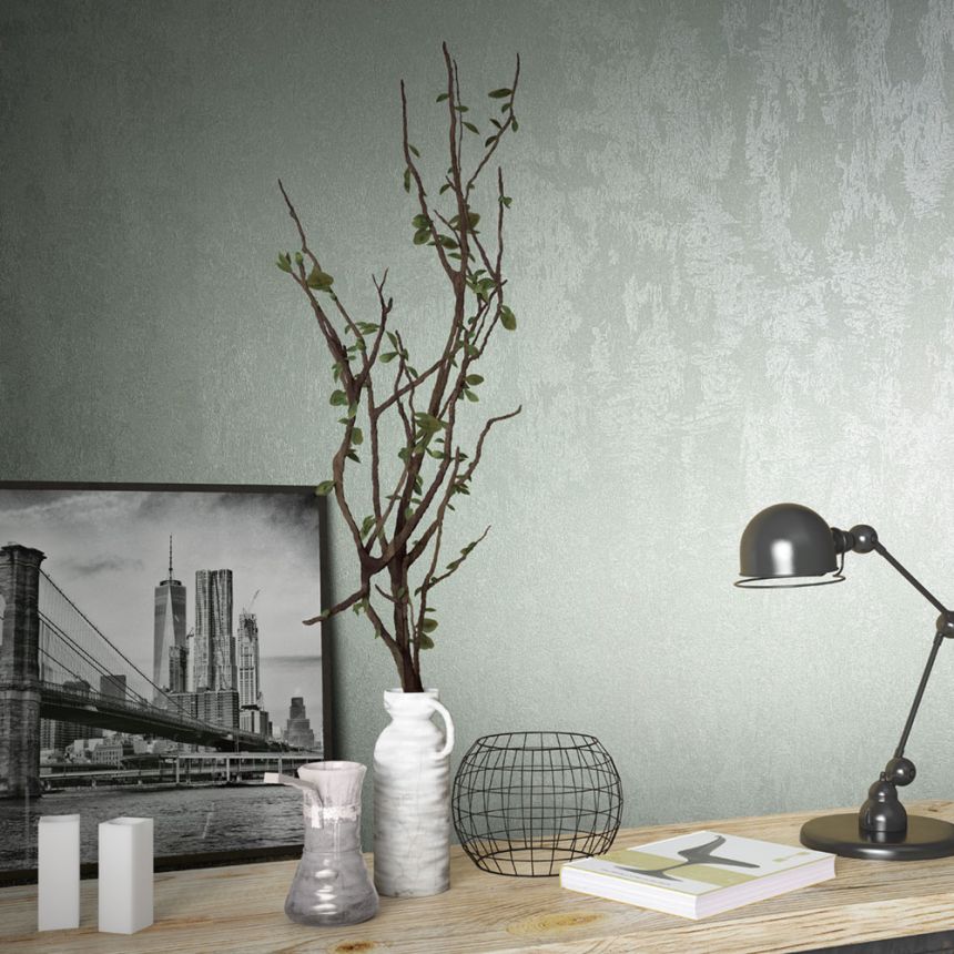 Vliesová tapeta na zeď, tyrkysová, štuková omítka, 34273, City Glow, City Romance, Marburg