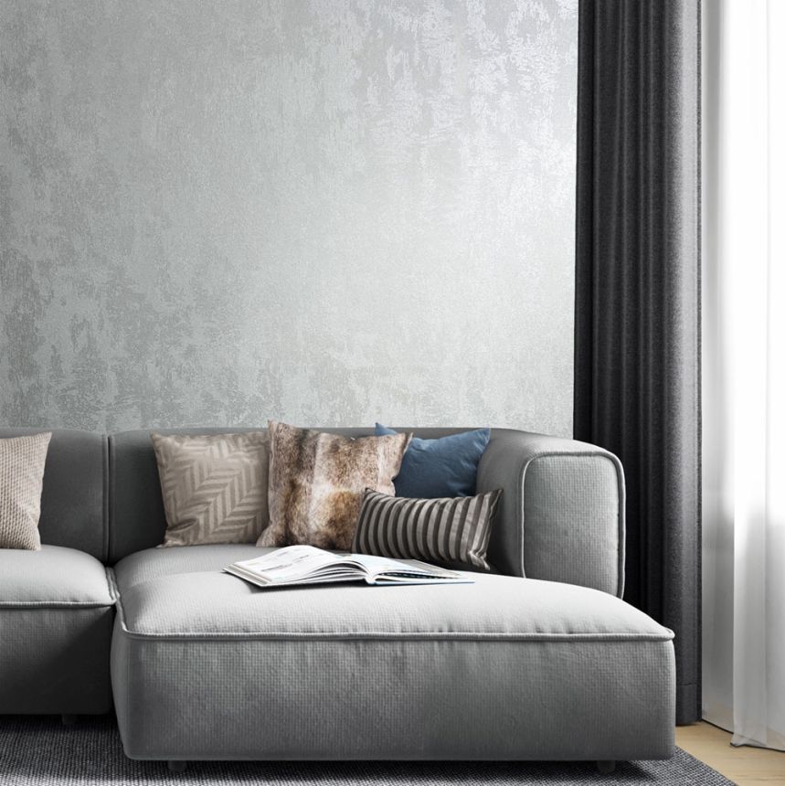 Vliesová tapeta na zeď, šedo-stříbrná, štuková omítka, 34275, City Glow, City Romance, Marburg