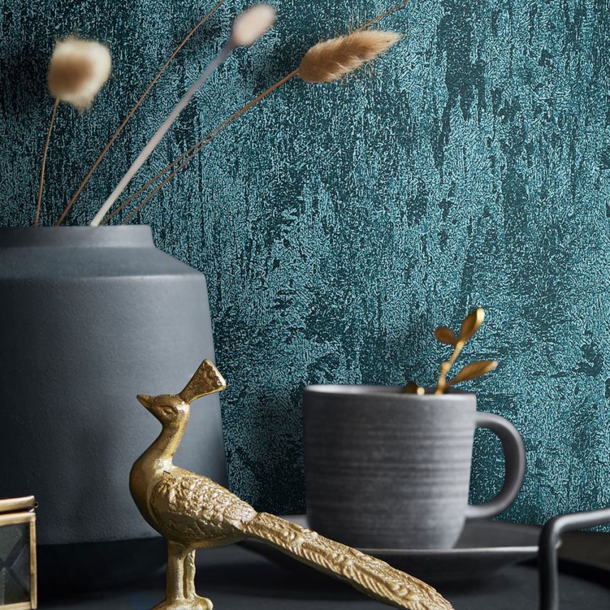 Vliesová tapeta na zeď, tyrkysová, štuková omítka, 34278, City Glow, City Romance, Marburg