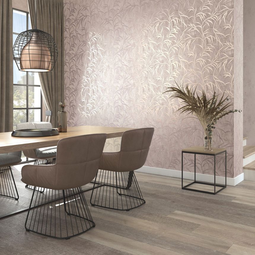 Vliesová tapeta na zeď, béžovo-růžová, listy, 34285, City Glow, Marburg