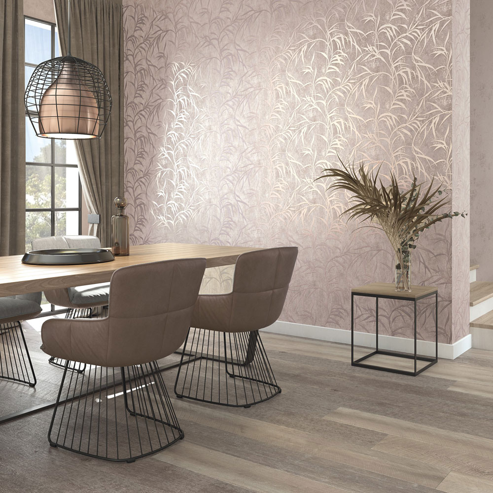 Vliesová tapeta na zeď, béžovo-růžová, listy, 34285, City Glow, Marburg