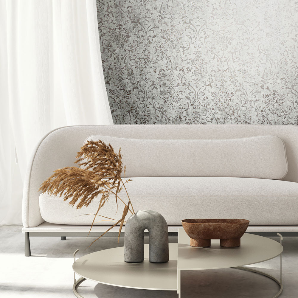 Vliesová tapeta na zeď, šedo-stříbrná, zámecký vintage vzor, 34294, City Glow, Marburg