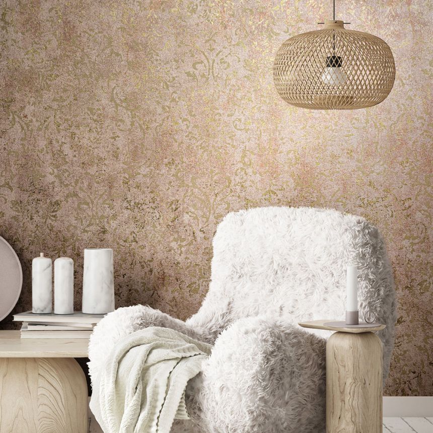 Vliesová tapeta na zeď, hnědo-zlatá, zámecký vintage vzor, 34295, City Glow, Marburg