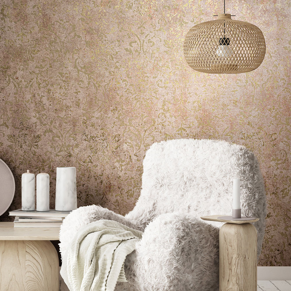 Vliesová tapeta na zeď, hnědo-zlatá, zámecký vintage vzor, 34295, City Glow, Marburg