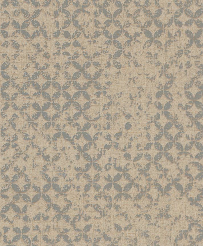 Vliesová tapeta na zeď, béžovo-stříbrná, geometrický vintage vzor, 35120, City Romance, Marburg