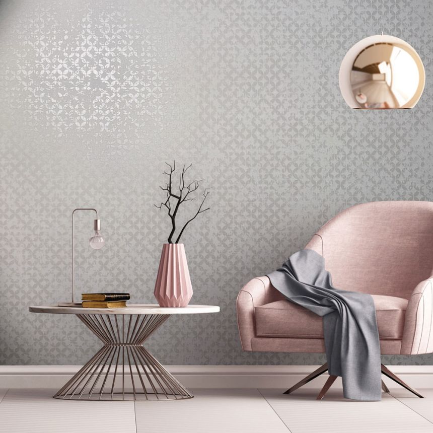 Vliesová tapeta na zeď, bílo-krémová, geometrický vintage vzor, 35121, City Romance, Marburg