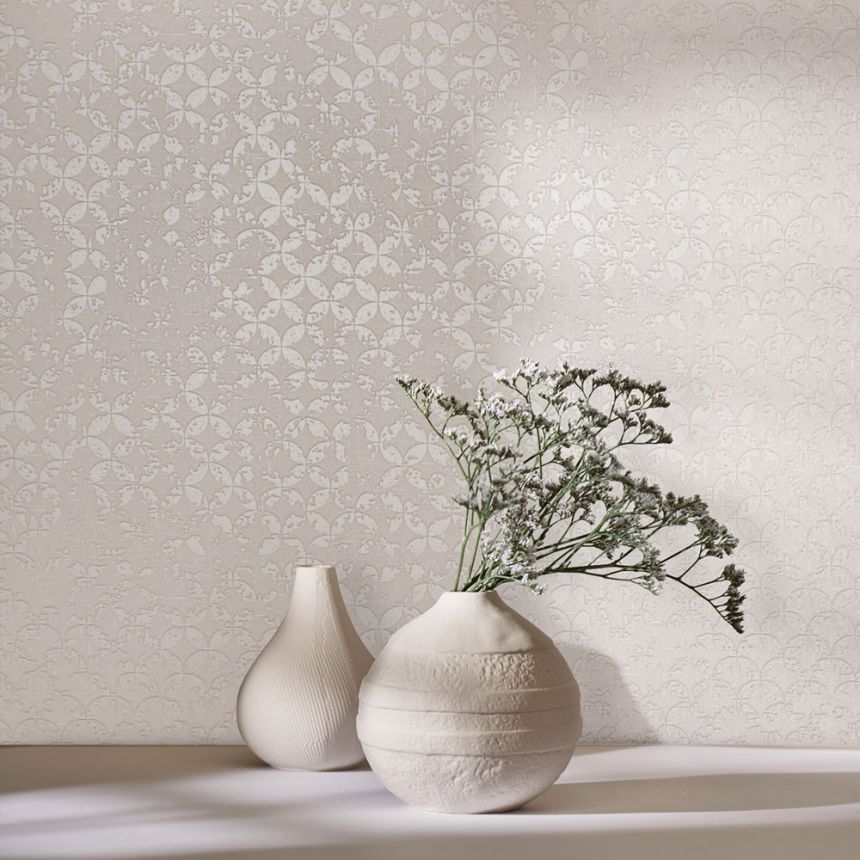 Vliesová tapeta na zeď, béžová, geometrický vintage vzor, 35122, City Romance, Marburg