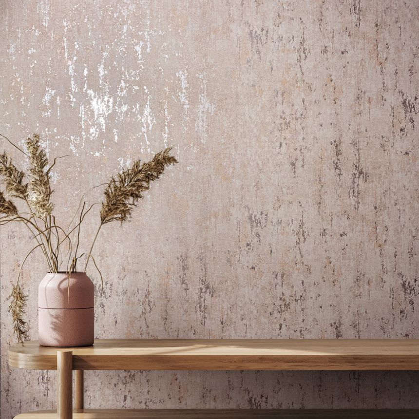 Vliesová tapeta na zeď, béžovo-růžová, štuková omítka, 35124, City Romance, Marburg