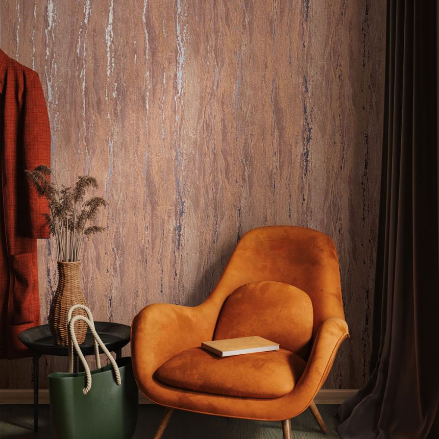 Vliesová tapeta na zeď, hnědá, štuková omítka, 35166, City Romance, Marburg